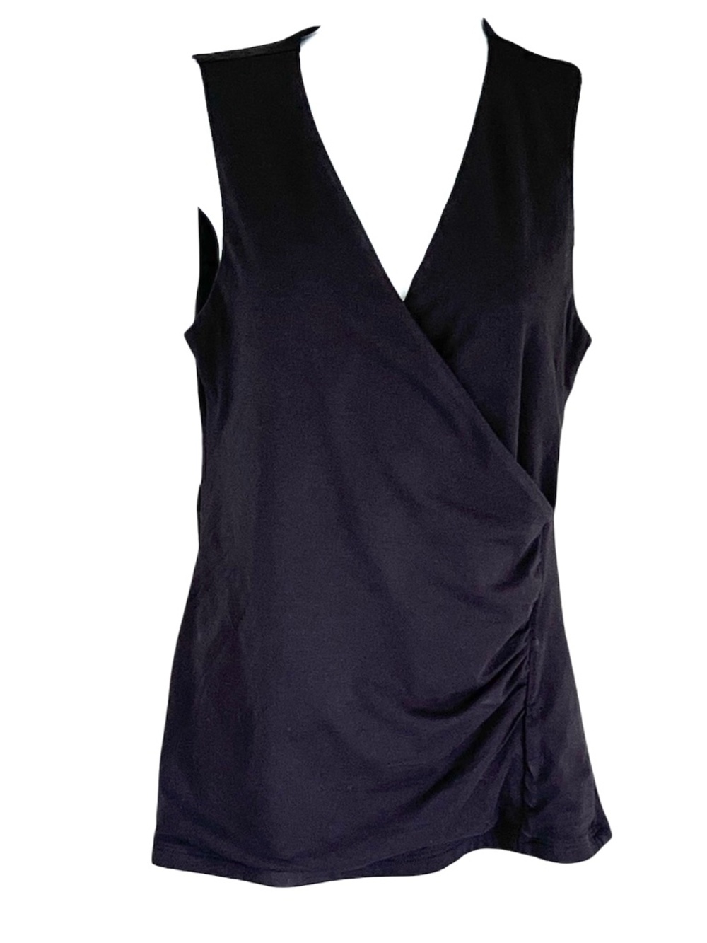 Soft Surroundings black v neck wrap top, size small, excellent condition.